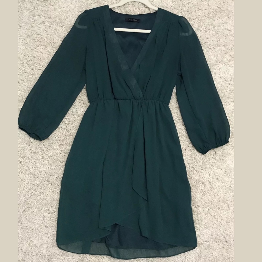 Honey Punch Surplice Long Sleeve Dress Medium